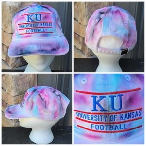 Vtg University Of Kansas Football Jayhawks Custom Tie-Dyed Hat